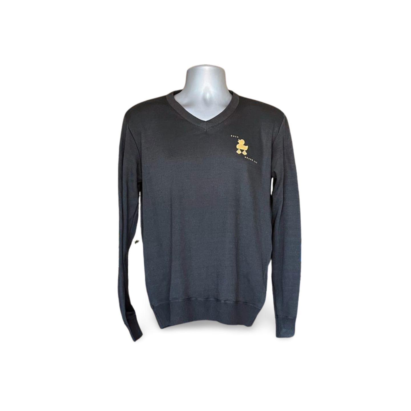 Solid V Neck  Pullover Sweater (M)