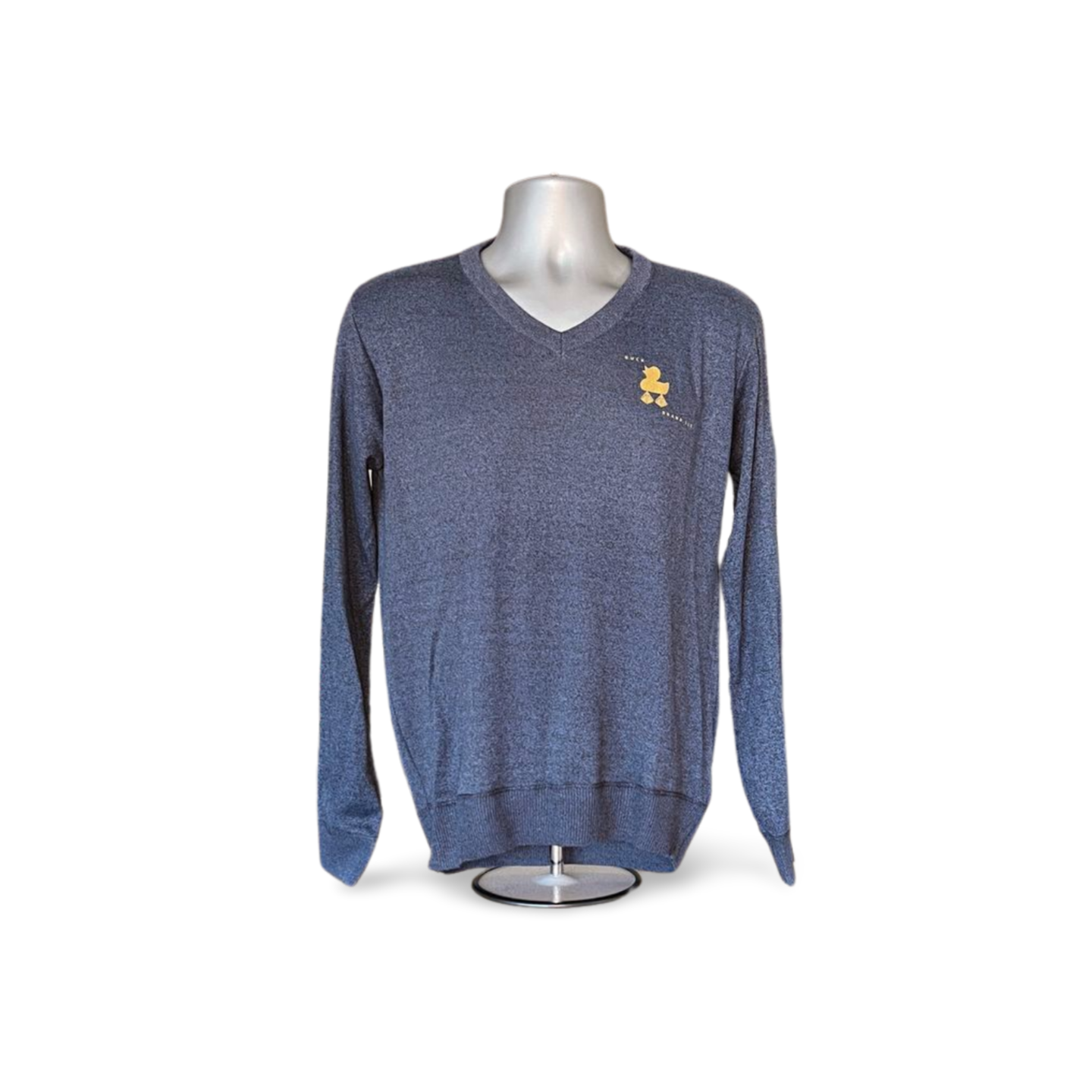 Solid V Neck  Pullover Sweater (M)